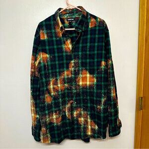 Custom bleach dyed oversized flannel button down